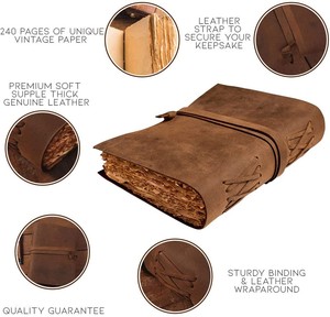 Tốt Nhất Bán <span class=keywords><strong>Handmade</strong></span> Cổ Deckle Cạnh Giấy Da Sketchbook Cổ Điển Tạp Chí Dày Trang Cuốn Sách Bóng Máy Tính Xách Tay Cho Ghi Chú - Product Image 4