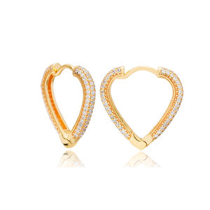 22 mm corazón delicado diseño de moda pendientes de aro turco de la joyería de la plata esterlina 925 al por mayor - Product Image 1