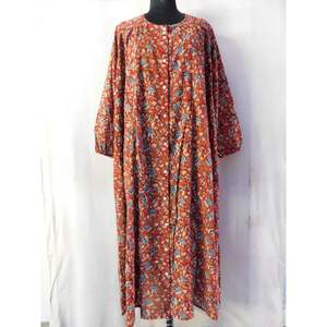 Vestido de verano de estilo bohemio de algodón puro con estampado floral hecho a mano, Túnica sexy informal - Product Image 1