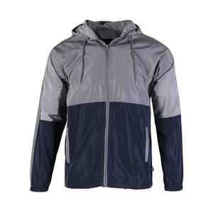 Chaqueta deportiva personalizable para hombre, con capucha y cremallera completa, cortavientos ligero e impermeable de piel de oveja, prendas de vestir informales de otoño en gris marino - Product Image 1