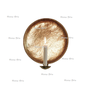 Bougeoir de décoration murale en aluminium martelé couleur or fait main avec bougeoir de forme ronde de qualité supérieure - Product Image 1