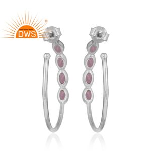 Magnifiques boucles d'oreilles en améthyste, boucles d'oreilles créoles rondes en argent fin 925, fournisseurs de bijoux, collection classique - Product Image 3