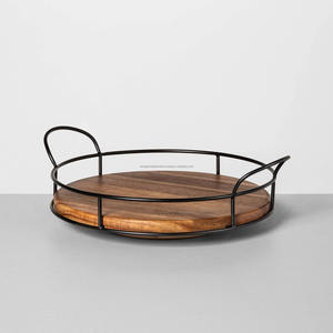 Plateau de service en bois et fer et plateau décoratif avec poignées en fer pour le fabricant de décoration de Table et l'exportation - Product Image 4