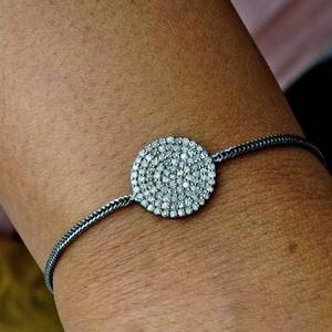 10 MM de diamante disco 925 oxidado de diseñador de plata Pulsera de cadena hecha a mano joyería de moda al por mayor - Product Image 1