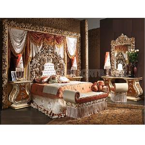 Conjunto de muebles de dormitorio hechos a mano de madera clásica, mobiliario de dormitorio de lujo, tamaño King y Queen, artesanía Premium - Product Image 1