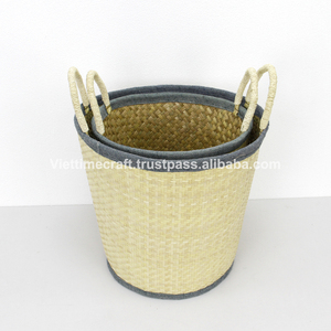 Cesta de hoja de palma ecológica al por mayor, decoración de soporte de planta de paja al por mayor - Product Image 1
