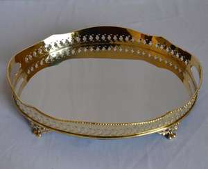 Rect, en laiton antique Élégant Brillant Polonais Luxe Offre Spéciale Martelé Brillant Vernis Nickelé Plaqué Or Sq. Plateaux rectangulaires/ronds, en acier inoxydable - Product Image 4