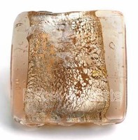 Perles carrées en verre extra larges de 20 mm et 25 mm, couleur aqua, avec feuille d'argent et feuille de cristal, trou de 2-3 mm, pour la fabrication de bijoux