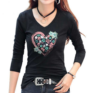 T-shirts décontractés pour femmes T-shirt à manches longues coupe ajustée pour femmes T-shirt avec logo personnalisé du Bangladesh - Product Image 3