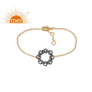 Breloque à fleurs en laiton plaqué or, pièces, Bracelet de mode, fait à la main, vente en gros - Product Image 1