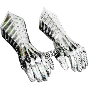 Seven joe — paire d'armure en acier 18 GA, Costume de chevalier médiéval, Gauntlet de guerrier en métal poli en argent - Product Image 1