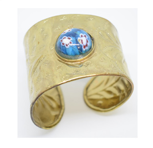2026 Ethnic Style Gold Plated Brass Wire Hammered Craft Metal Jewelry Wide Cuff <b>Bangles</b> Jewelry Accessories Design - Product Image 1