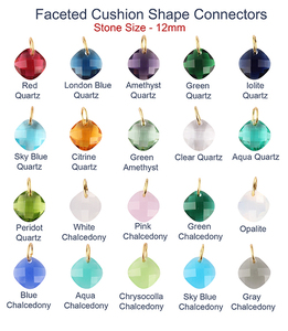 <b>Charms</b> <b>for</b> <b>Jewelry</b> <b>Making</b> Minimalist Aqua Chalcedony Cushion Shape Connector 18k Gold Plated Diy Single Bail Finding Connectors - Product Image 3