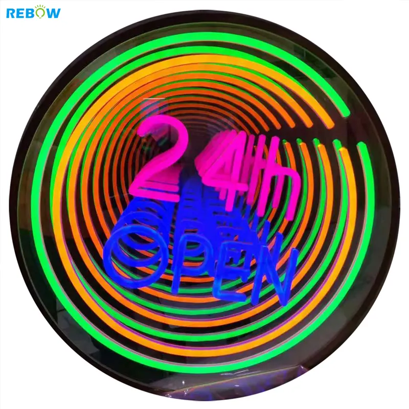 Rebow, Прямая поставка, бесплатный дизайн, 3D Волшебное бесконечное зеркало, индивидуальные светодиодные неоновые знаки для вечеринки, мероприятия, Свадебный декор