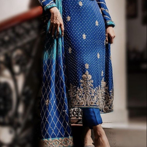 STYLISH LONG <b>TOP</b> PANT DRESS EMBELLISH EMBROIDERY WITH CRYSTAL GLASS BEADS,DABKA,WORK for Party-WEAR/WEDDING@ 2022 - Product Image 1