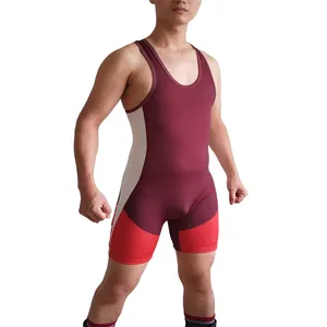 Hochwertige benutzer definierte Logo Sublimation Sportswear Adult Singulett Anzug Bodybuilding Wrestling Singulett One Piece