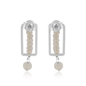 Boucles d'oreilles rétro pour filles, bijou en argent fin, à la mode, en pierre de lune, fabricant de bijoux en argent indien - Product Image 3