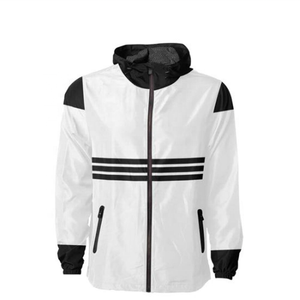 Chaqueta cortavientos resistente al agua para hombre, ligera, negra y blanca - Product Image 4