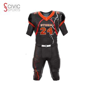 ชุดยูนิฟอร์มอเมริกันฟุตบอลสำหรับผู้ใหญ่แบบสั่งทำพิเศษ ระบายอากาศได้ดี ไซส์พลัส พร้อมดีไซน์ที่ปรับแต่งได้ และชุดเสื้อทีม - Product Image 1