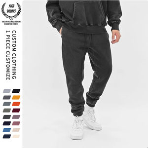 Pantalones deportivos informales para hombre, pantalones de chándal ligeros lavados oscuros, bordados, rectos medios, holgados, para entrenamientos de gimnasio, deportes al aire libre - Product Image 1