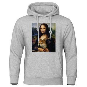 Mona Lisa Esthétique Drôle Sweat à Capuche Haute Qualité Polaire Sweat Raglan Pull Street Wear pour Hommes Femmes Hip Hop Hiver 3D - Product Image 4