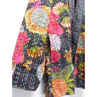 Çok çiçek el yapımı pamuk kışlık ceketler moda kantha gudri mont toptan hint kadın artı boyutu hippi blazers