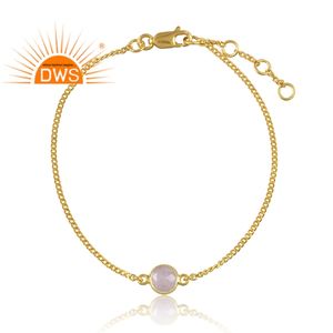 Bracelet en argent Sterling, pierres précieuses, Quartz Rose naturel, plaqué or, fabrication de bijoux, 10 pièces - Product Image 2