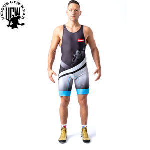 Custom Logo Digital Print Men's Adult Wrestling Singlet Polyester/Cotton Quick Dry Stretch Breathable <b>Light</b> Weight Durable - Product Image 3