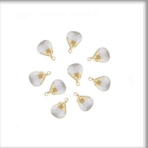 Encantos de moda para niños chapados en oro de una sola fianza de estilo clásico con alambre de latón envuelto cristal cuarzo corazón piedra preciosa - Product Image 1