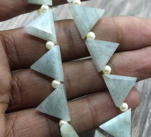 สร้อยข้อมือพลอยสีฟ้าพลอยสีฟ้า11เหลี่ยมหลายล้านล้านลูกปัด Briolette ลูกปัดเครื่องประดับหินประจำเดือนมีนาคม - Product Image 4