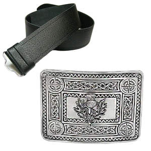 Kilt tradicional escocés de tartán de alta calidad, estilo occidental rojo con Sporran ajustable y cinturón de cuero, proveedor de Pakistán - Product Image 4