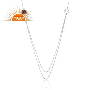 Natural Smoky Quartz Gemstone Necklace Wholesale Sterling Fine Silver Hamsa Hand Designer Chain Necklace Jewelry - Product Image 2