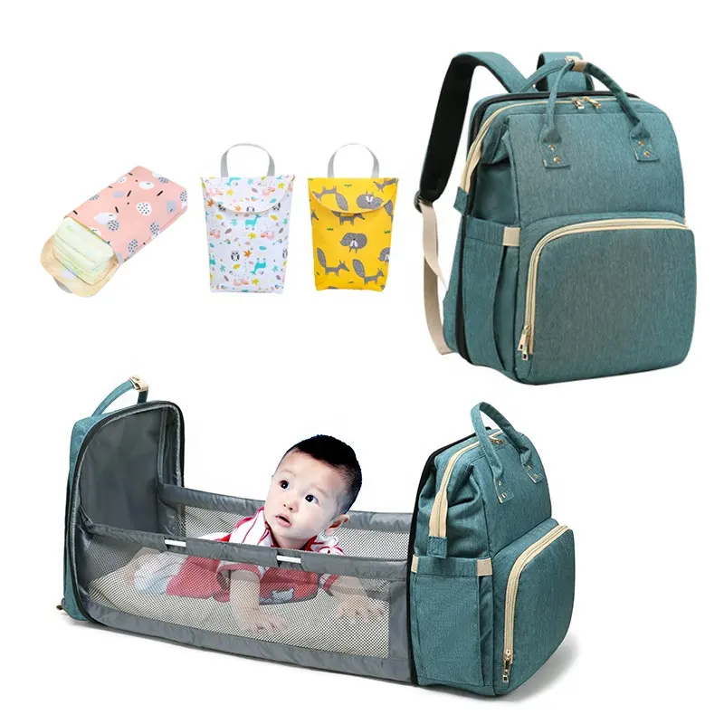 3 in1Mommy Outdoor Travel Expandable Baby carry travel bed Nappy Diaper Bag backpack with changing station