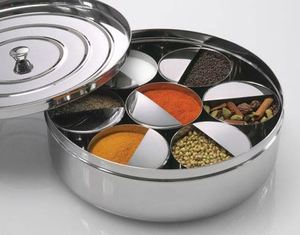 Spice Box Stainless Steel Indian Masala Dabba 7 Spice Storage Container 1 spoon