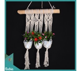 Top vente Mini macramé plante cintre jardinière Pot panier 100% tissé à la main Nylon/coton corde Art déco Design personnalisé en gros - Product Image 6