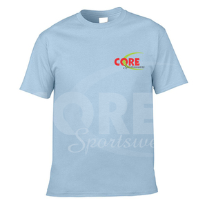 Haute qualité 100% coton hommes T-Shirt à manches courtes été Logo personnalisé léger respirant couleur unie motif solide - Product Image 4