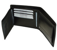 Hommes Saffiano portefeuille triple en cuir véritable avec Protection RFID complète porte-cartes de crédit RFID bloquant fenêtre d'identification