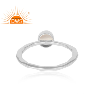 Blanc naturel Perle Gemme Empilable Bague Bijoux Fine 925 Martelé En Argent Sterling Couronne Fantaisie Bague Bijoux Fabrication - Product Image 4