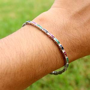 Thiết Kế Chất Lượng Cao <span class=keywords><strong>Ruby</strong></span> Emerald Sapphire 1 Mm Vòng Tay Thủ Công 925 Trang Sức Bạc Sterling - Product Image 2