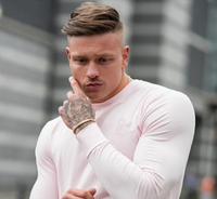 T-shirt pour homme à manches longues, couleur rose bébé, imprimé avec logo personnalisé, anti-boulochage, respirant, fabriqué par Hawk Eye Sports (vérifié par PayPal)