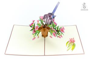 งานหัตถกรรมที่ยอดเยี่ยม Fairy-wren การ์ดป๊อป kirigami 3D Jenny wren ออกแบบกล่องกระดาษสไตล์งานแต่งงานการ์ดอวยพรความรักสีน้ำตาล - Product Image 2