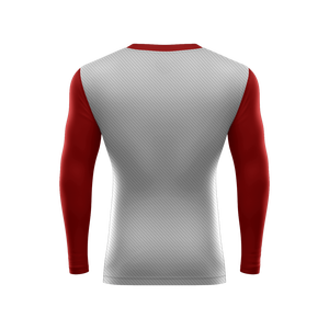 Men <b>Long</b> <b>Sleeve</b> Rash Guard <b>Red</b> White Color Blocked Quick Dry Swim Shirt Adult Sport <b>Top</b> - Product Image 4