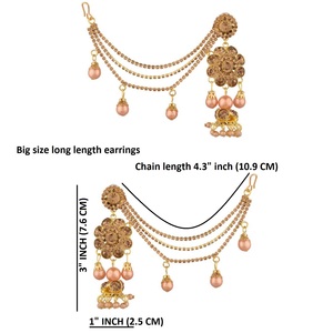 ต่างหูไรน์สโตนห้อยหูเจ้าสาว,ต่างหูแบบโซ่สำหรับผู้หญิงผู้ผลิตเครื่องประดับอินเดีย - Product Image 2