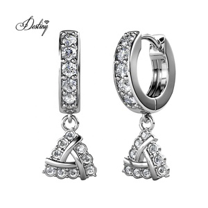 Pendientes Geométricos Triangulares con Cristales de Swarovski, Hipoalergénicos, <span class=keywords><strong>Plata</strong></span> de Ley 925 Daisini - Product Image 4