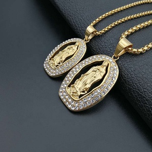 Colgante de acero inoxidable chapado en oro para mujer, joyería religiosa, cristales ostentosos, diamantes de imitación, colgante de <span class=keywords><strong>la</strong></span> <span class=keywords><strong>Virgen</strong></span> María, colgante de <span class=keywords><strong>la</strong></span> <span class=keywords><strong>Magdalena</strong></span> - Product Image 4