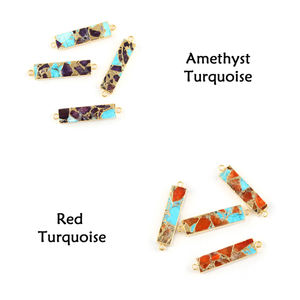 ตัวเชื่อมต่อต่างหูแบบ Diy รูปแท่งชุบทอง,ขั้วต่อเกลียวทองแดงเทอร์ควอยซ์สีแดงสำหรับทำเครื่องประดับ - Product Image 3