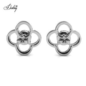 Bijoux en moissanite cultivée en laboratoire de formule innovante, boucles d'oreilles en argent sterling 925 en forme de trèfle à quatre feuilles, bijoux Destiny - Product Image 4