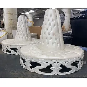 Canapé lounge rond en cuir capitonné pour scène de mariage, ensemble de sièges en cuir capitonné pour mariage, ensemble de canapé capitonné en bois blanc, New Mexico - Product Image 1