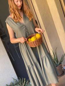 Look classique solide Boho femmes tunique longue à plusieurs niveaux haute qualité rayonne élégante robe Maxi Simple - Product Image 2