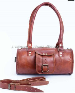 Mini bolsas de viaje de 7*13 pulgadas de cuero de cabra real personalizadas y ligeras, bolsas compactas de cuero marrón para fin de semana para gimnasio - Product Image 2